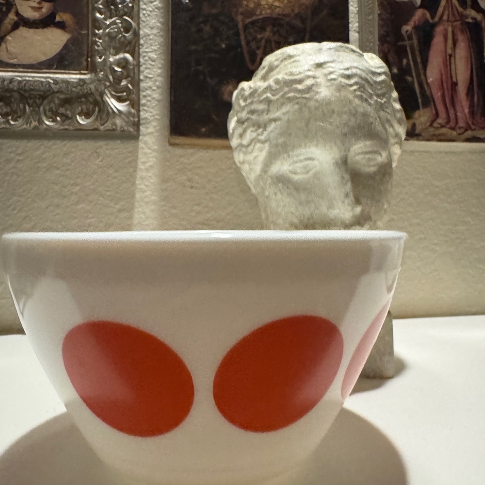 Vintage Charm Inspired By Pyrex Spot On Bowl Red Polka Dot - Picture 3 of 8